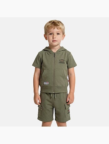 Lee Cooper - Ensemble garçon T-shirt manches courtes zippé et short