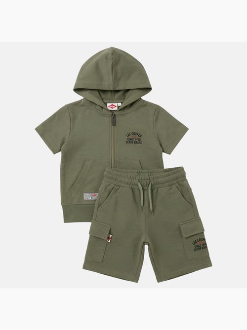 Lee Cooper - Ensemble garçon T-shirt manches courtes zippé et short - Kiabi
