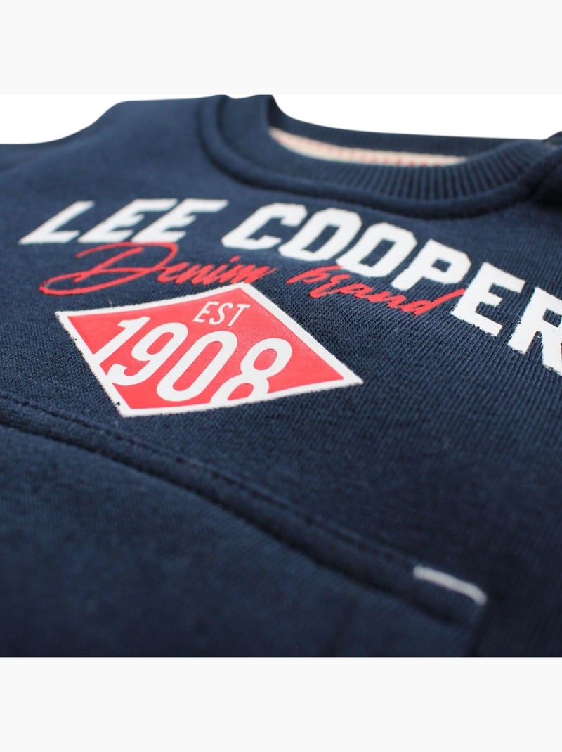 Lee Cooper - Ensemble jogging gar?on sweat capuche et pantalon imprim? Bleu marine - Kiabi