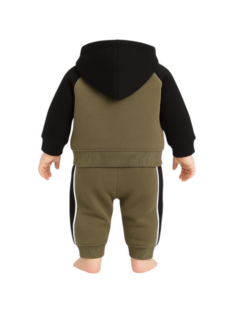 Lee Cooper - Ensemble jogging gar?on sweat capuche et pantalon imprim? Kaki - Kiabi