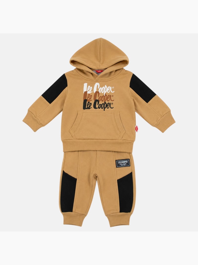Lee cooper - ensemble sweat à capuche et pantalon de jogging, poche kangourou Beige - Kiabi
