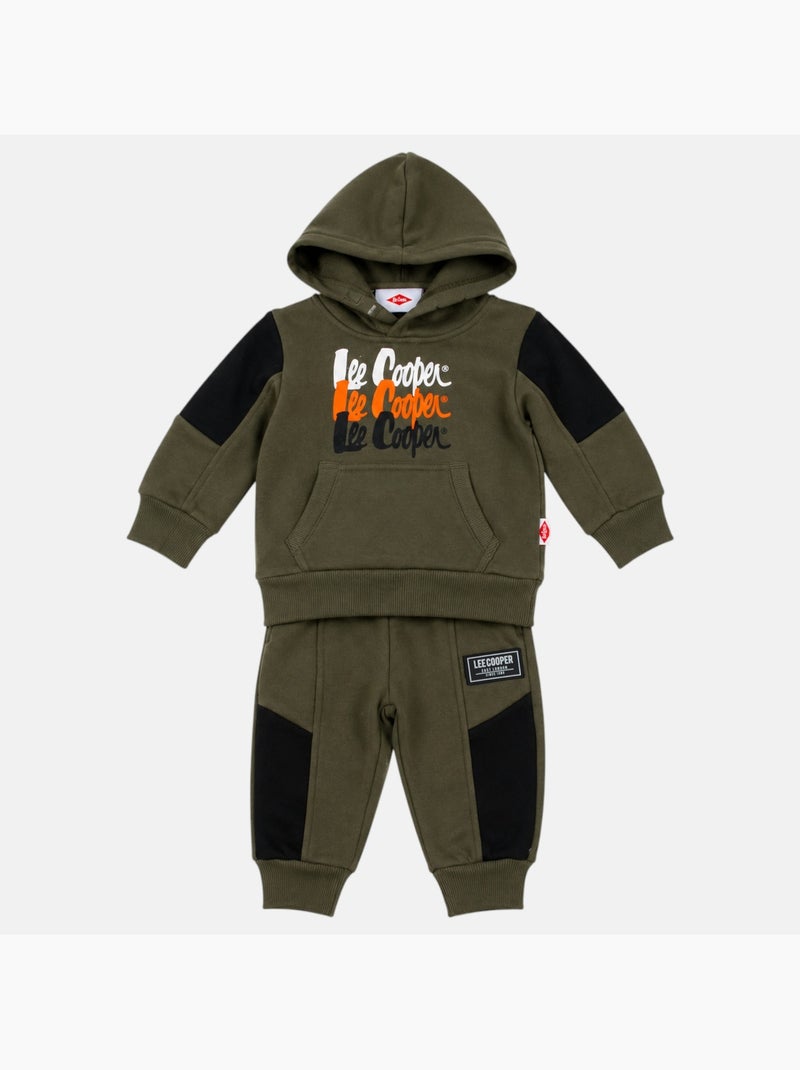 Lee cooper - ensemble sweat à capuche et pantalon de jogging, poche kangourou Kaki - Kiabi