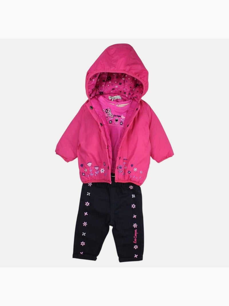 Lee Cooper - Ensemble T-shirt et pantalon avec la veste ? capuche bebe Rose fushia - Kiabi