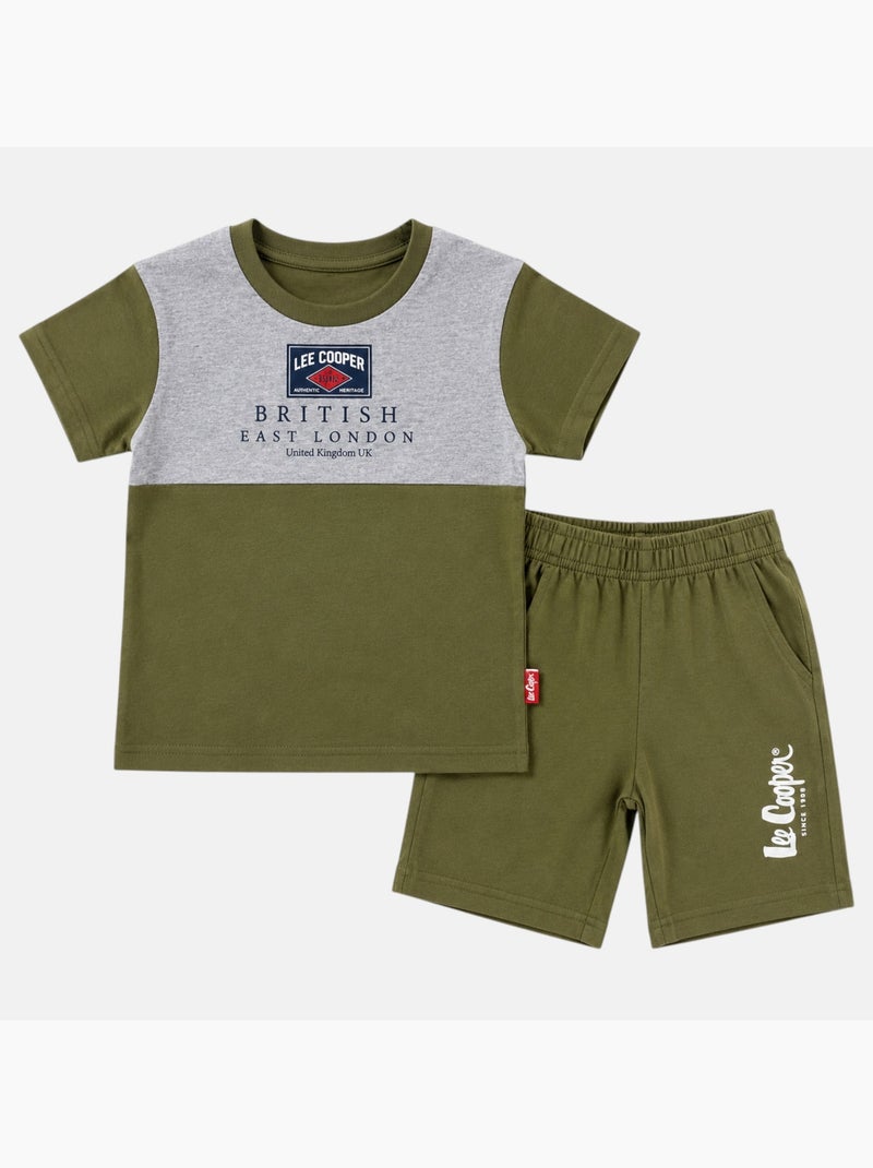 Lee Cooper - Ensemble t-shirt et short assorti Garçon Kaki - Kiabi