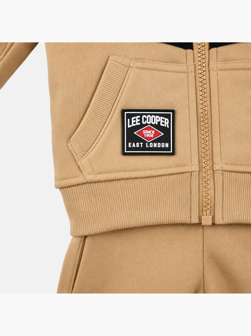 Lee cooper - ensemble veste zippée à capuche et pantalon de jogging, poche kangourou Beige - Kiabi