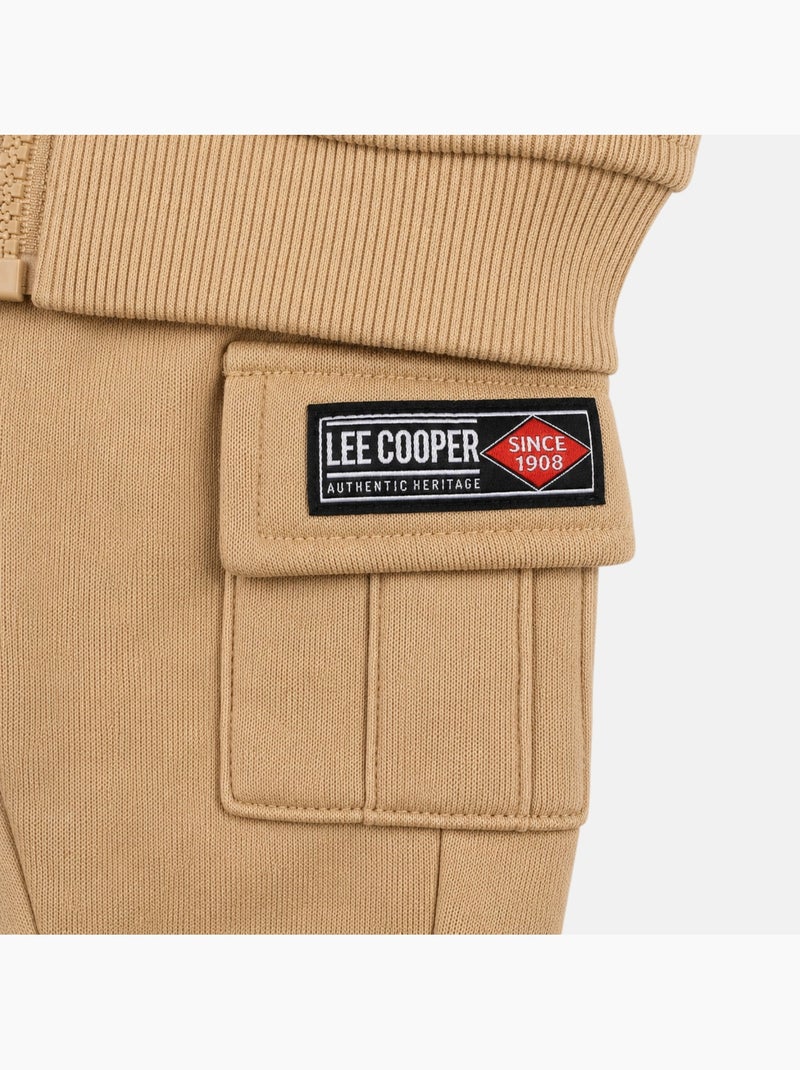 Lee cooper - ensemble veste zippée à capuche et pantalon de jogging, poche kangourou Beige - Kiabi