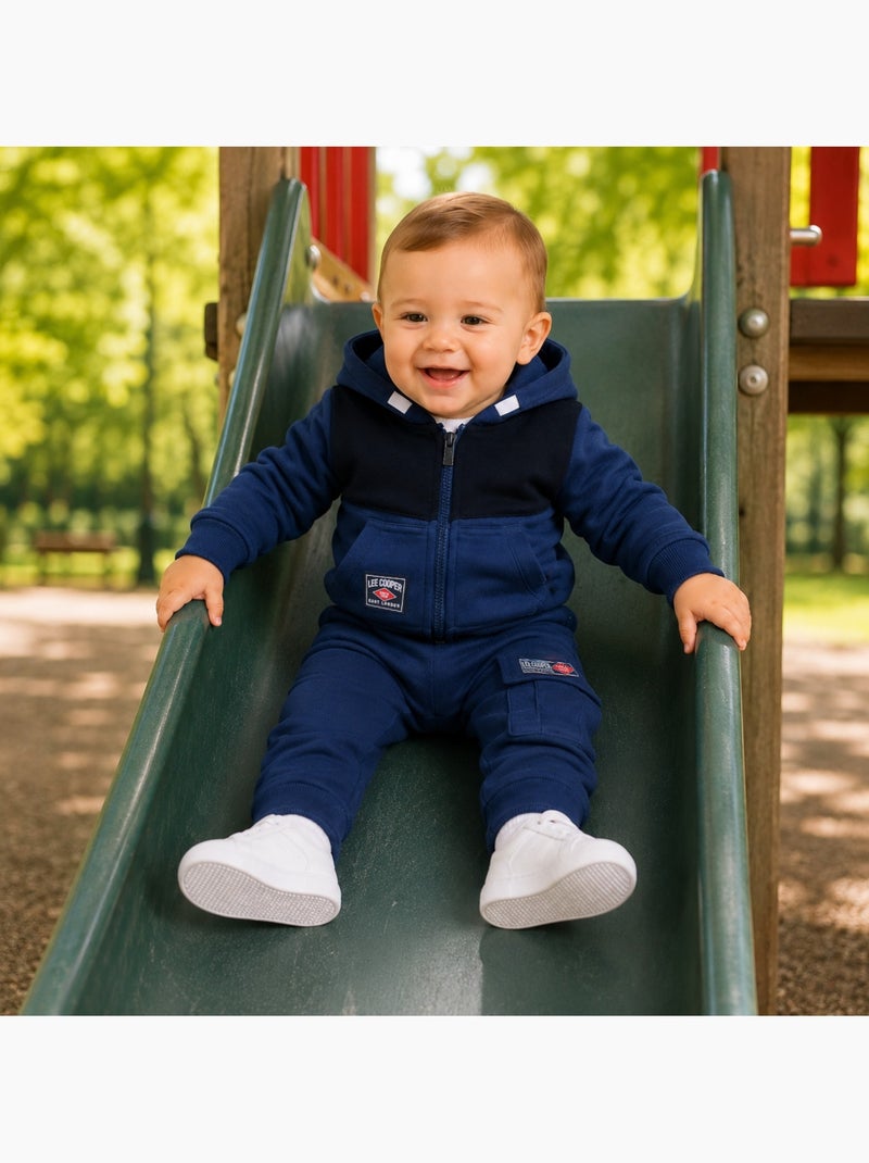 Lee cooper - ensemble veste zippée à capuche et pantalon de jogging, poche kangourou Bleu marine - Kiabi