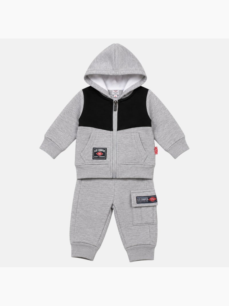 Lee cooper - ensemble veste zippée à capuche et pantalon de jogging, poche kangourou Gris - Kiabi