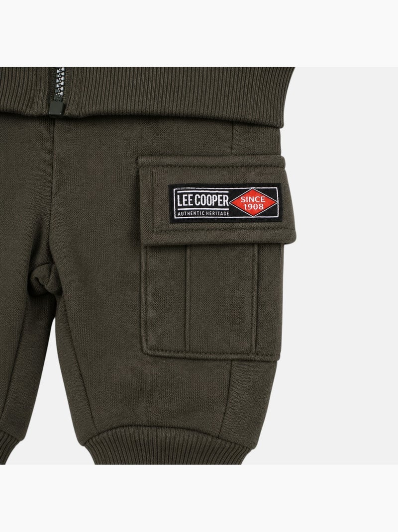 Lee cooper - ensemble veste zippée à capuche et pantalon de jogging, poche kangourou Kaki - Kiabi