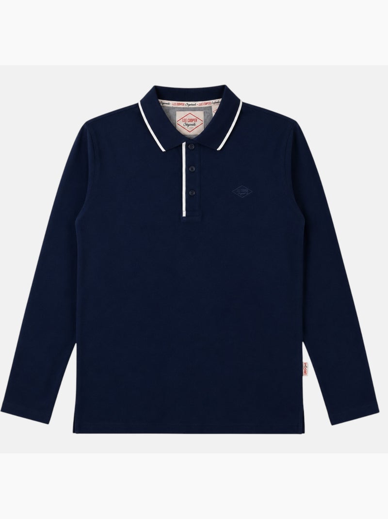 Lee Cooper -  heren polo met lange Marineblauw - Kiabi