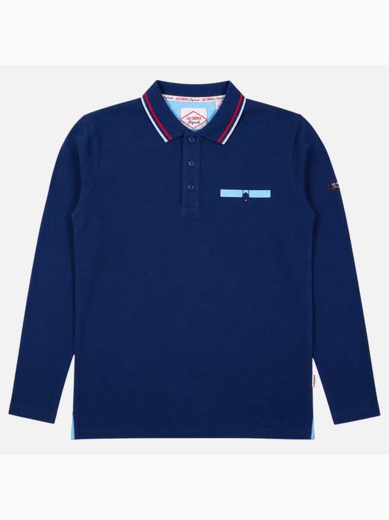 Lee Cooper -  heren polo met lange Marineblauw - Kiabi