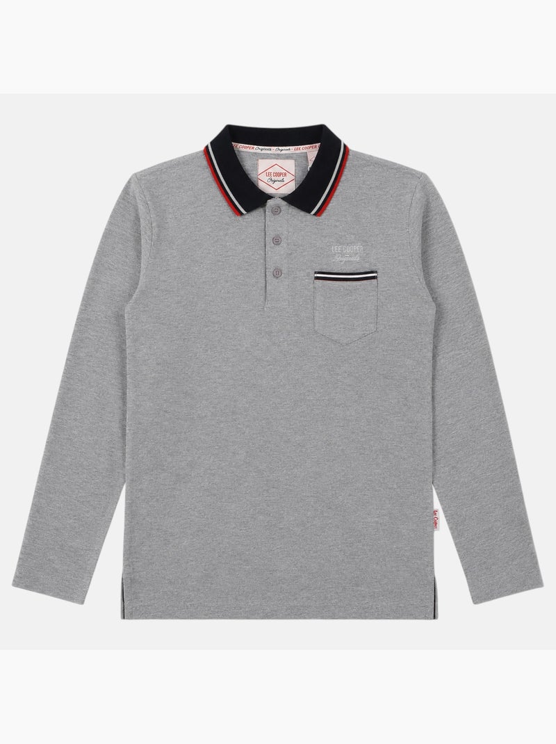 Lee Cooper -  heren polo met lange mouwen Grijs - Kiabi