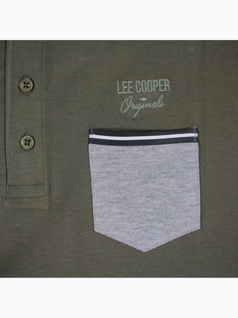 Lee Cooper -  heren polo met lange mouwen Kaki - Kiabi