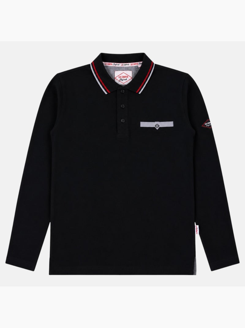 Lee Cooper -  heren polo met lange Zwart - Kiabi