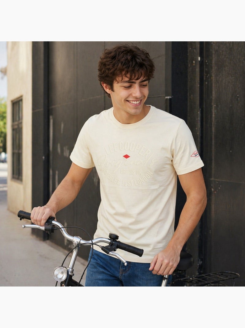 Lee Cooper - Heren T-shirt LEE COOPER met korte mouwen Ecru - Kiabi