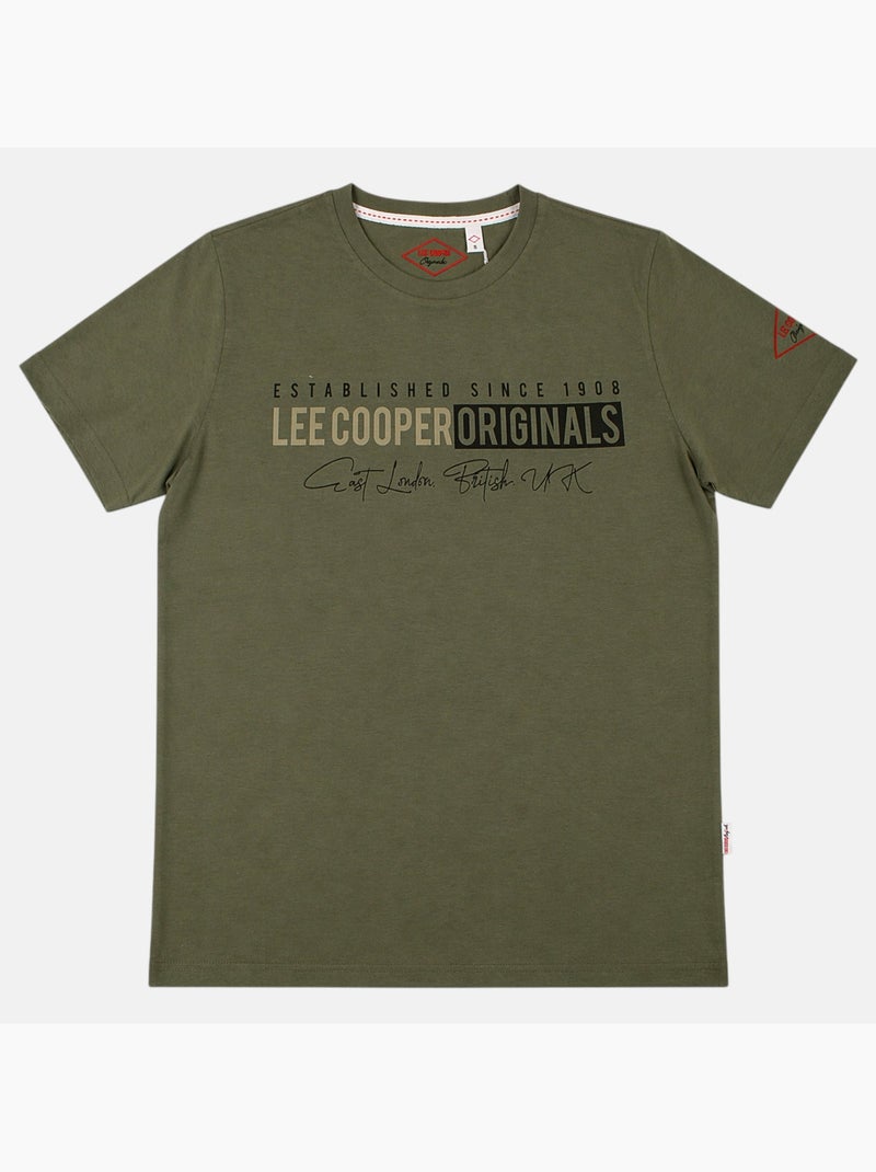 Lee Cooper - Heren T-shirt LEE COOPER met korte mouwen Kaki - Kiabi