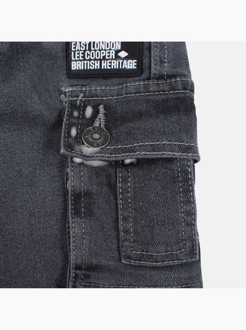 Lee cooper - jean cargo taille élastique à cordon, coupe décontractée Gris - Kiabi
