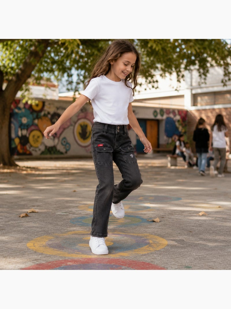Lee cooper - jean met wijde pasvorm, hoge taille en knoopsluiting Grijs - Kiabi