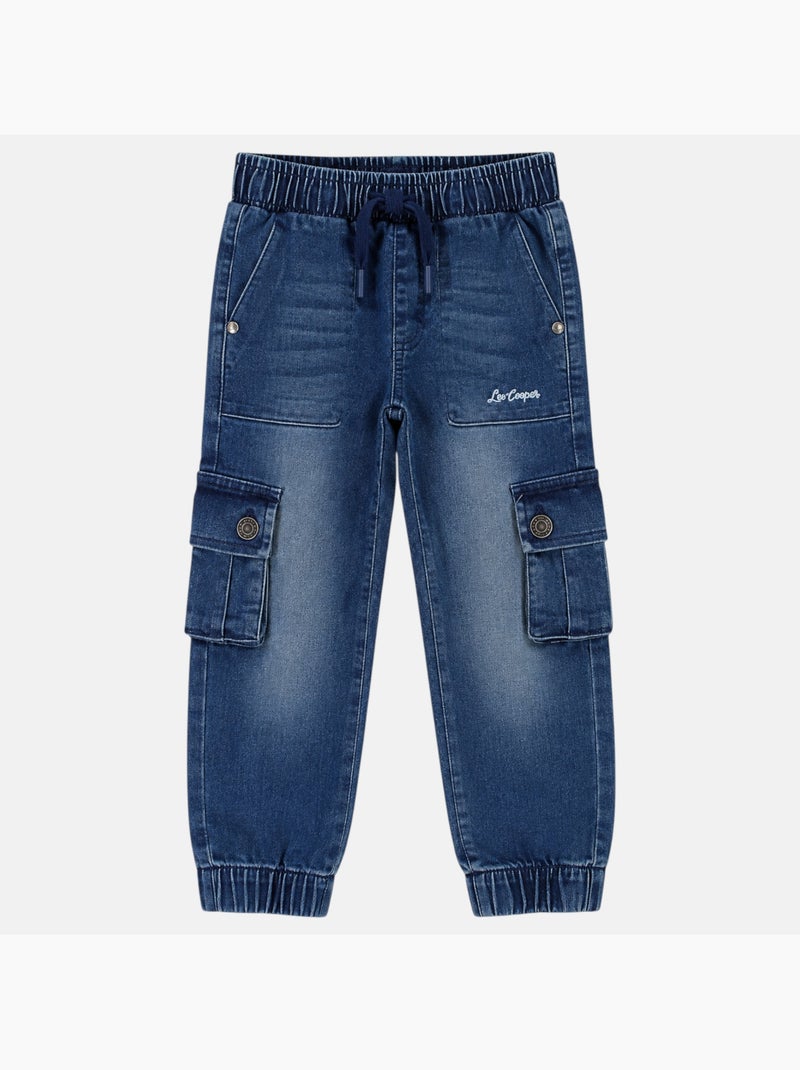Lee cooper - jeans met wijde pasvorm, tailleband met trekkoord, cargozakken Blauw - Kiabi