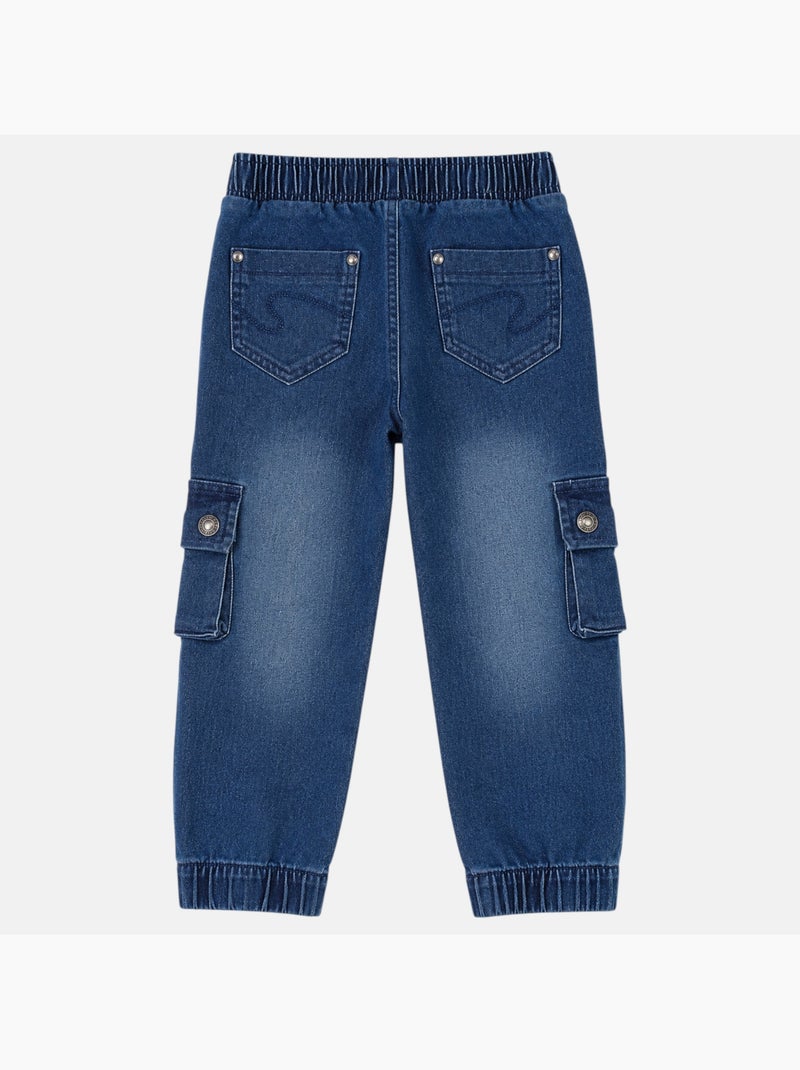 Lee cooper - jeans met wijde pasvorm, tailleband met trekkoord, cargozakken Blauw - Kiabi