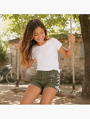 Lee Cooper - Jeans short meisje met gevlochten detail