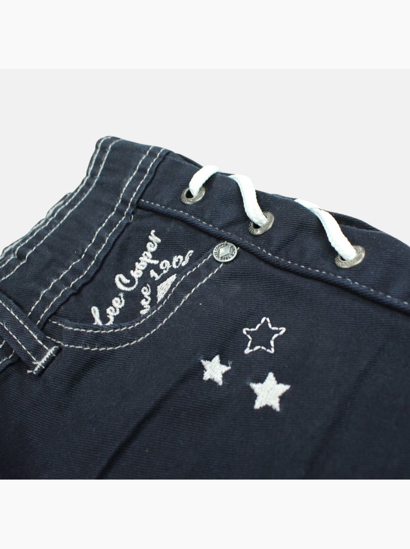Lee Cooper - Jeans short meisje met gevlochten detail Marineblauw - Kiabi