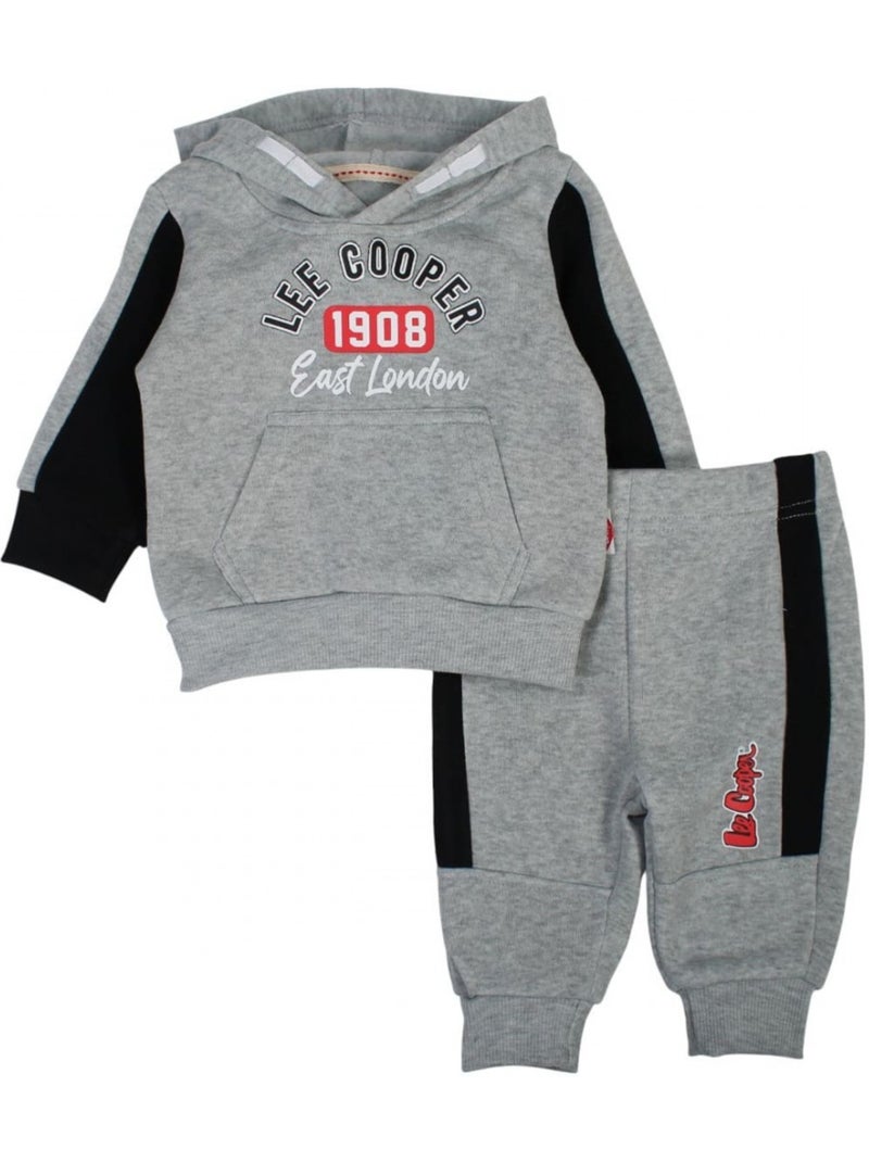 Lee Cooper - Joggingpak set baby jongen sweater en broek bedrukt Grijs - Kiabi
