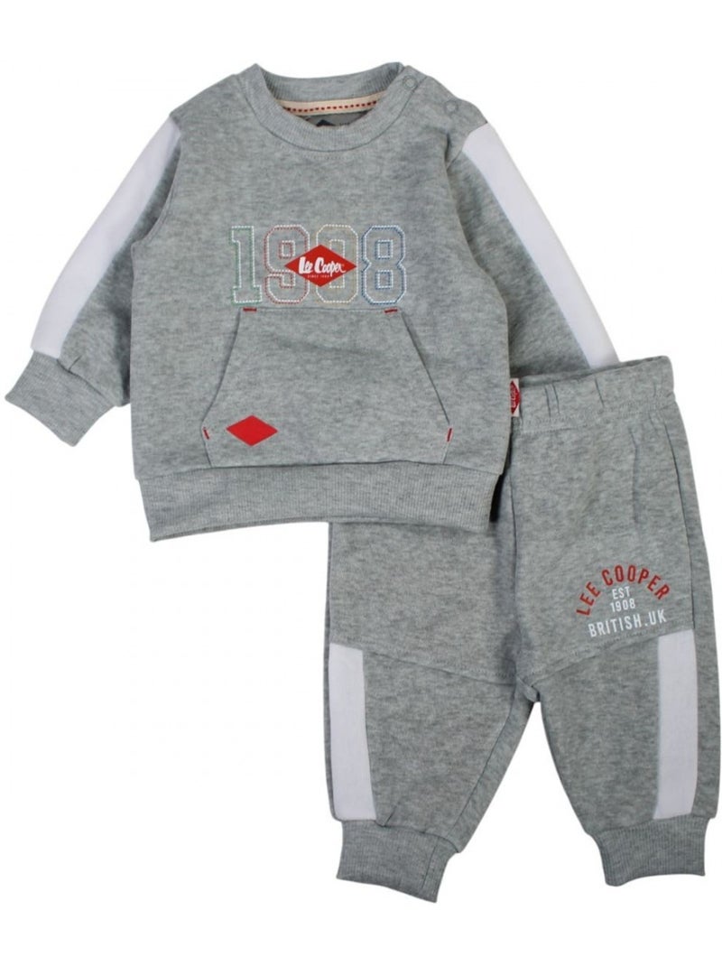 Lee Cooper - Joggingpak set baby jongen sweater en broek bedrukt Grijs - Kiabi