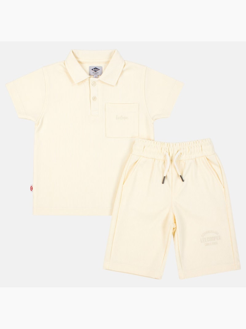 Lee Cooper - Kinder set LEE COOPER bestaande uit een polo met korte mouwen en een bijpassende short Beige - Kiabi