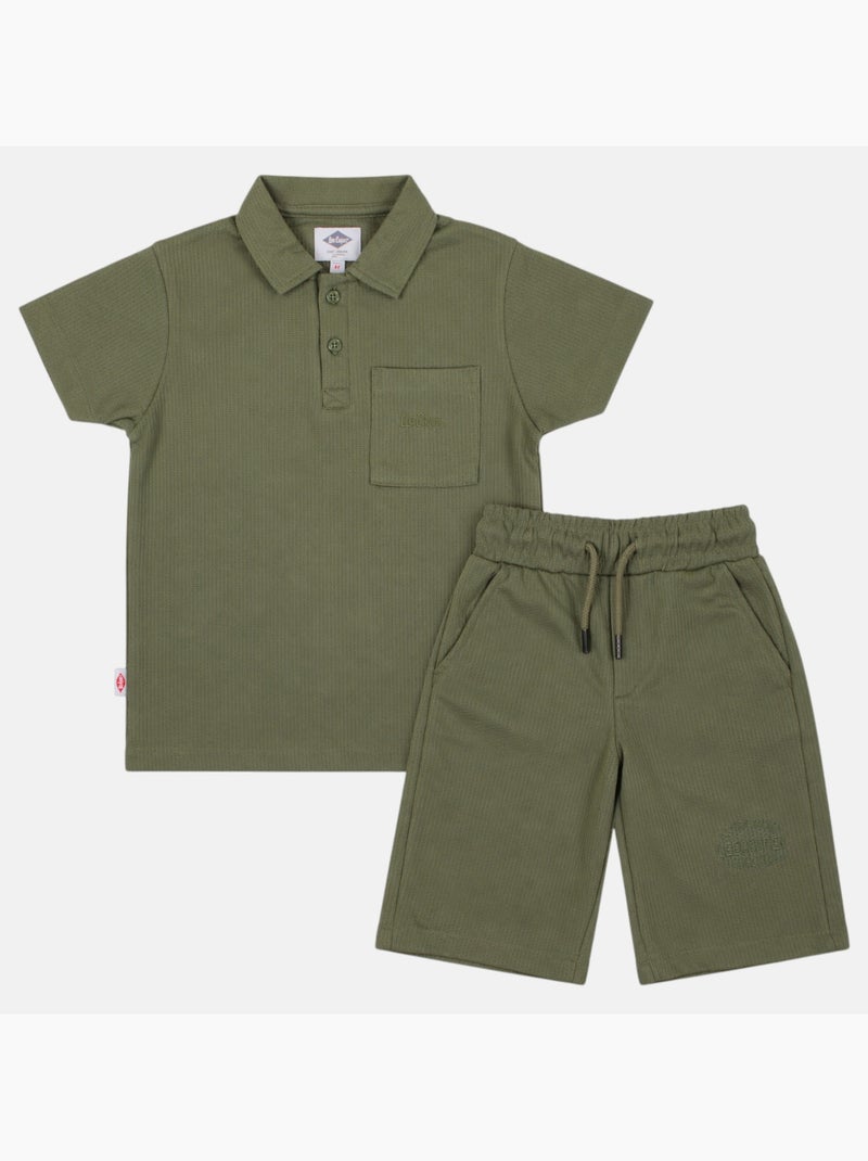 Lee Cooper - Kinder set LEE COOPER bestaande uit een polo met korte mouwen en een bijpassende short Kaki - Kiabi