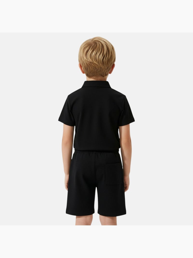 Lee Cooper - Kinder set LEE COOPER bestaande uit een polo met korte mouwen en een bijpassende short Zwart - Kiabi