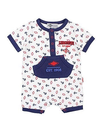 Lee Cooper - Korte zomer jumpsuit jongen met anker- en ruitpatroon