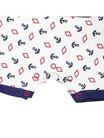 Lee Cooper - Korte zomer jumpsuit jongen met anker- en ruitpatroon