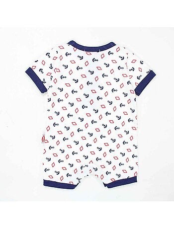 Lee Cooper - Korte zomer jumpsuit jongen met anker- en ruitpatroon
