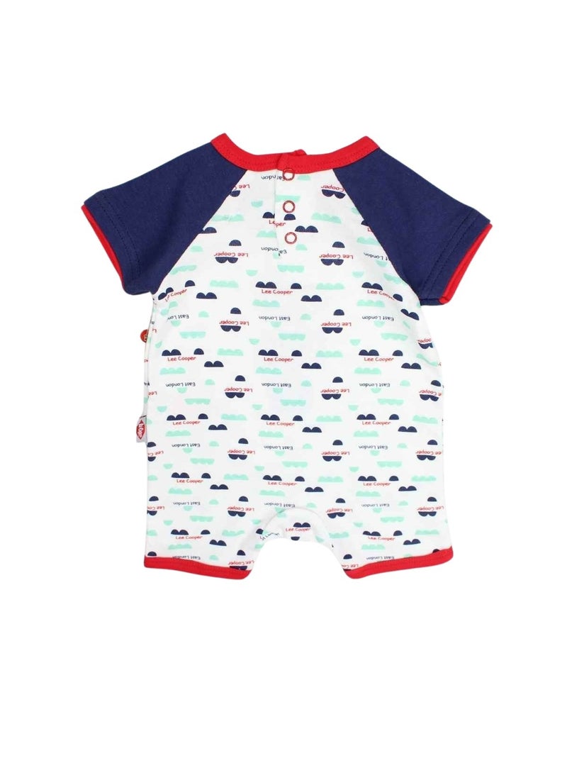 Lee Cooper - Korte zomer jumpsuit jongen met patroon en tekst Blauw - Kiabi