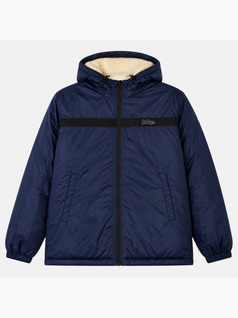 Lee cooper - parka met ritssluiting en capuchon afgezet met imitatiebont Marineblauw - Kiabi
