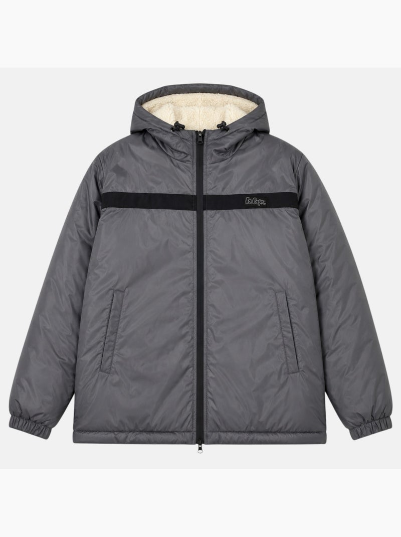 Lee cooper - parka zippée à capuche bordée de fausse fourrure Gris - Kiabi