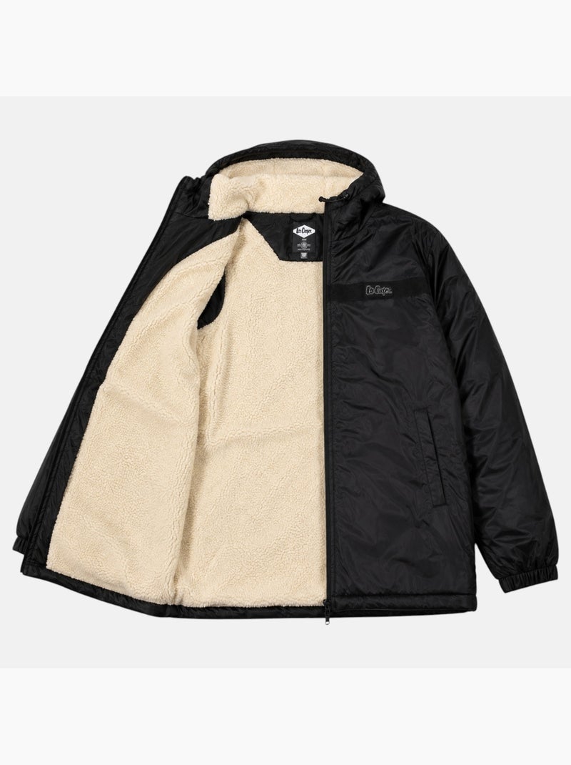 Lee cooper - parka zippée à capuche bordée de fausse fourrure Noir - Kiabi
