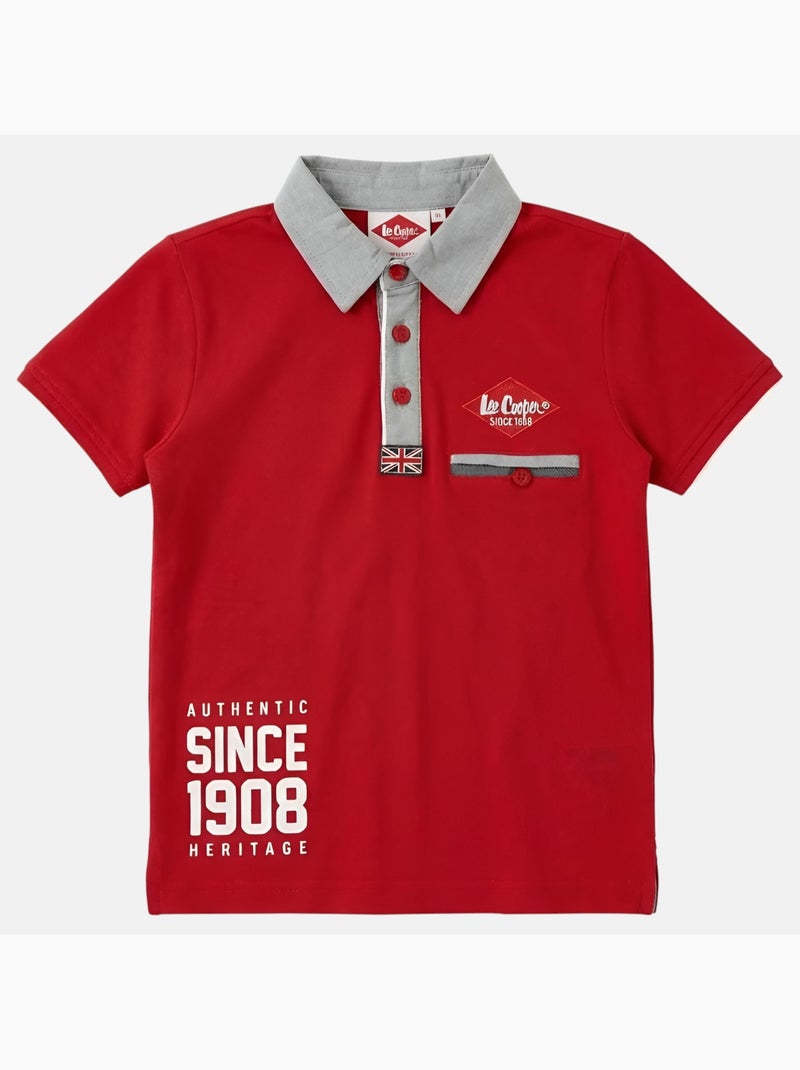 Lee Cooper - Polo garçon manches courtes Rouge - Kiabi