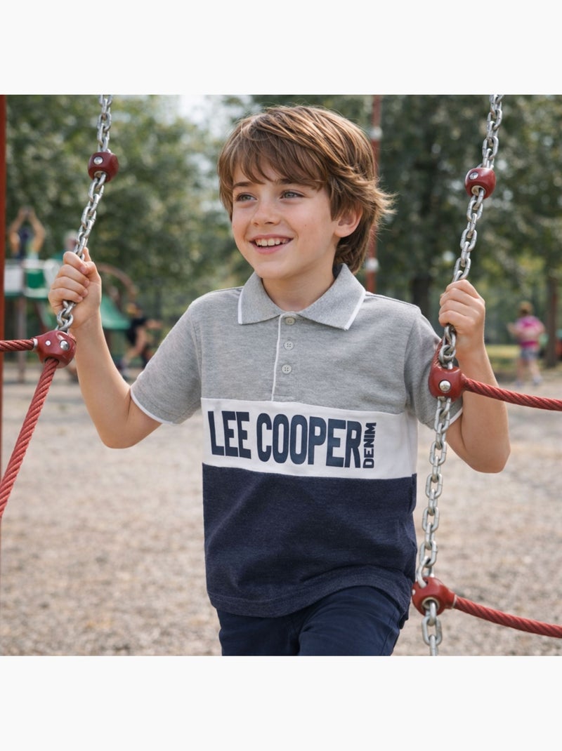 Lee Cooper - Polo korte mouwen jongen bedrukt Marineblauw - Kiabi