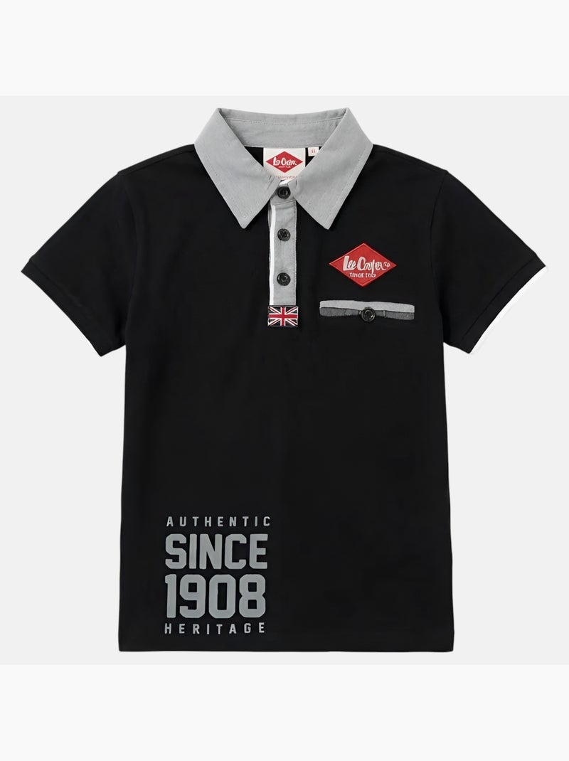 Lee Cooper - Polo korte mouwen  jongen Zwart - Kiabi