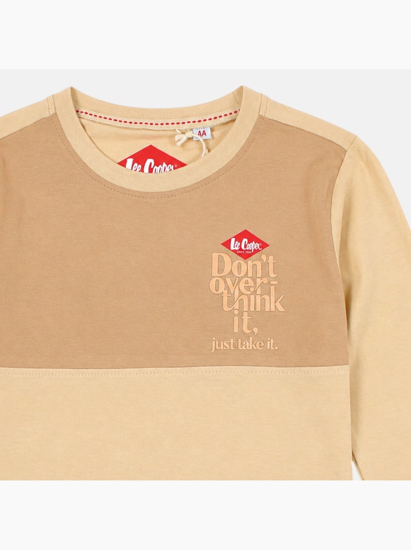 Lee cooper - pyjama à empiècements contrastés, col rond et manches longues Beige - Kiabi