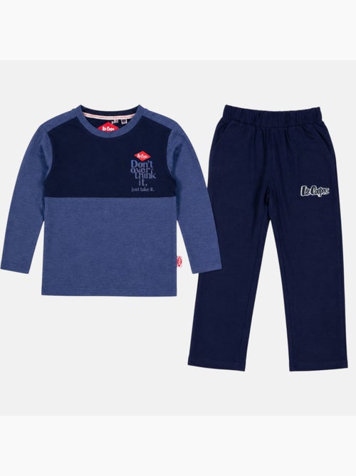 Lee cooper - pyjama à empiècements contrastés, col rond et manches longues - Kiabi