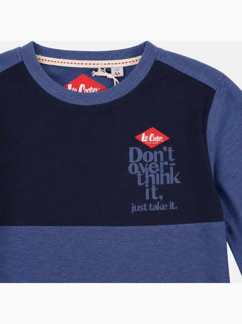 Lee cooper - pyjama à empiècements contrastés, col rond et manches longues Bleu marine - Kiabi