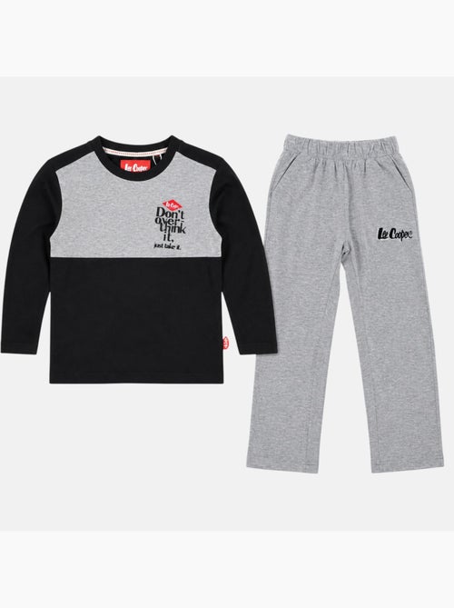 Lee cooper - pyjama à empiècements contrastés, col rond et manches longues - Kiabi
