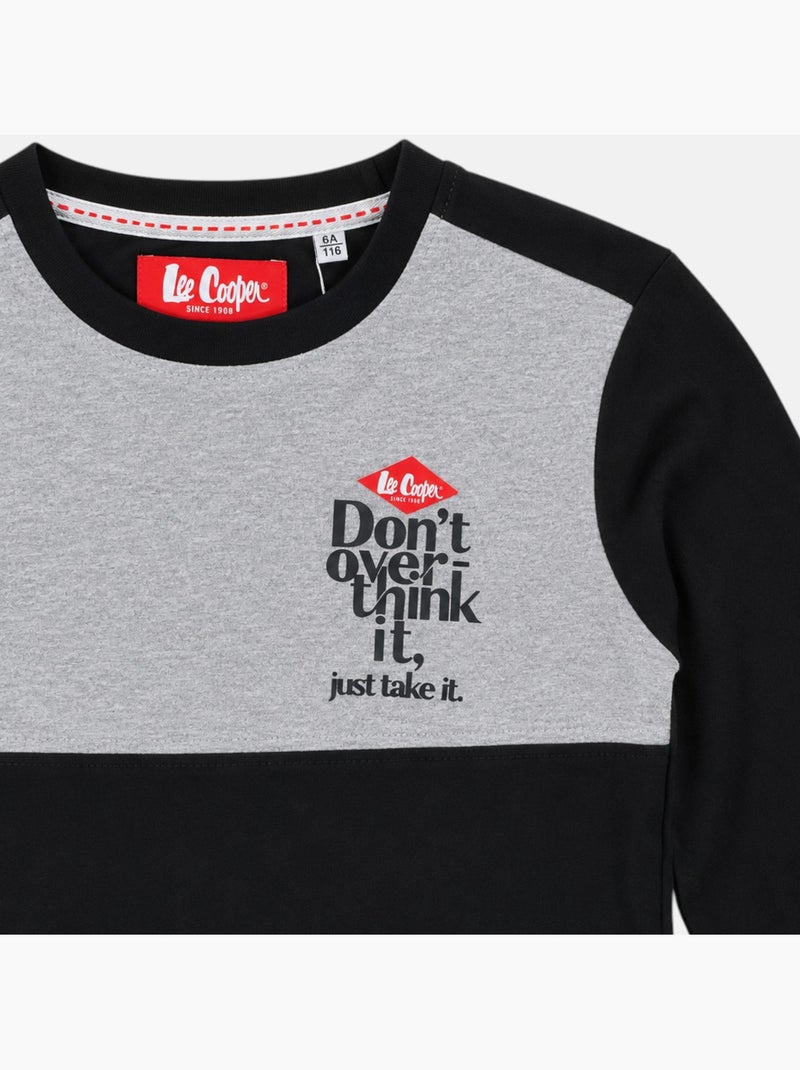 Lee cooper - pyjama à empiècements contrastés, col rond et manches longues Gris - Kiabi