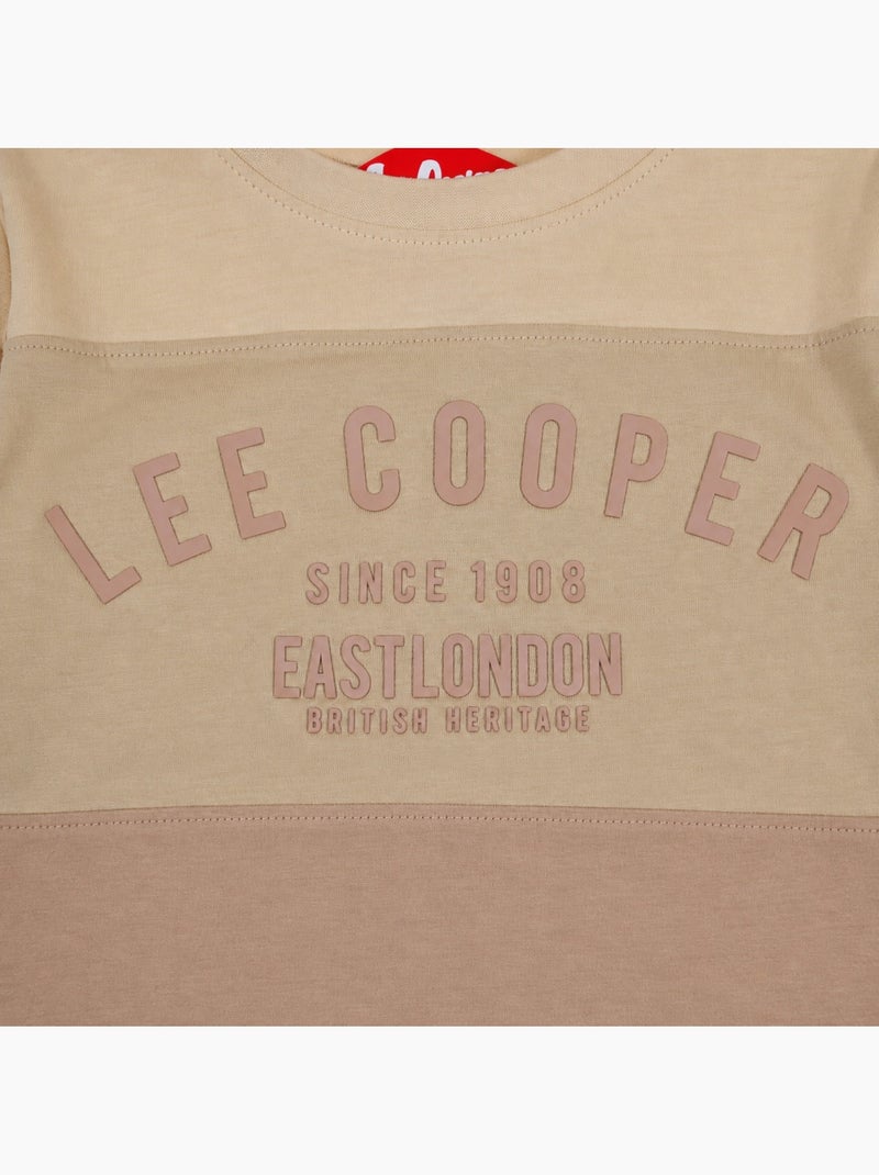 Lee cooper - pyjama imprimé à empiècements contrastés, col rond et manches longues Beige - Kiabi