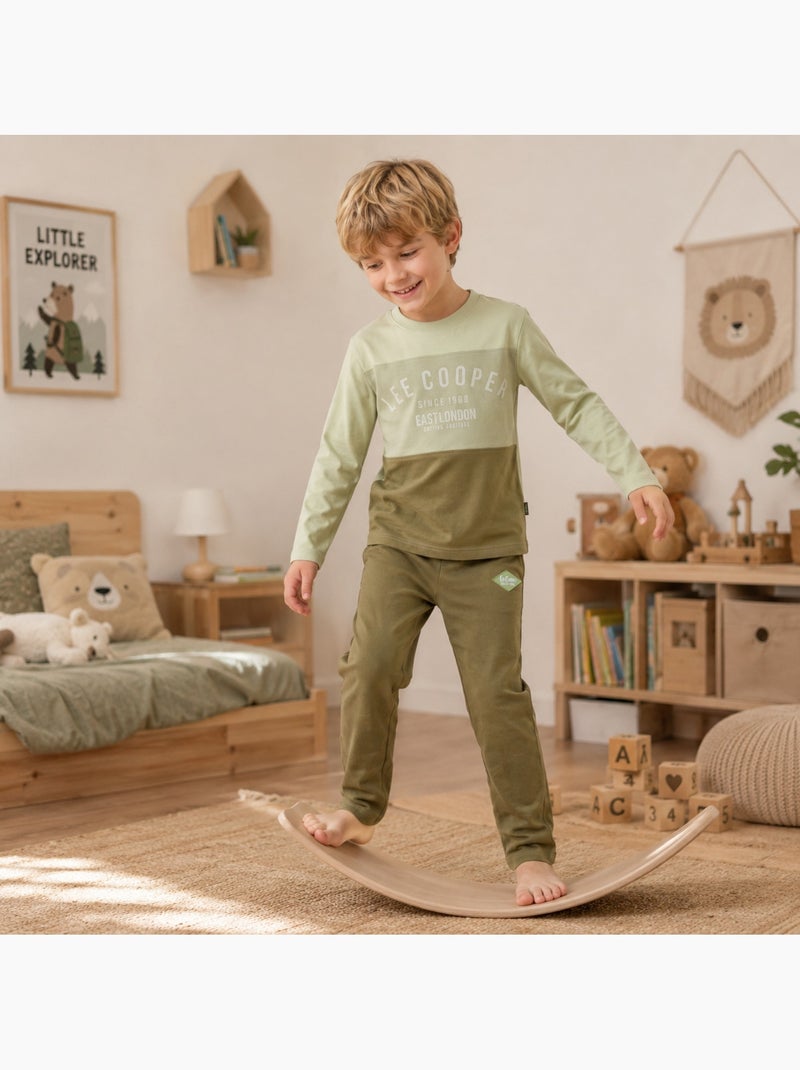 Lee cooper - pyjama imprimé à empiècements contrastés, col rond et manches longues Kaki - Kiabi