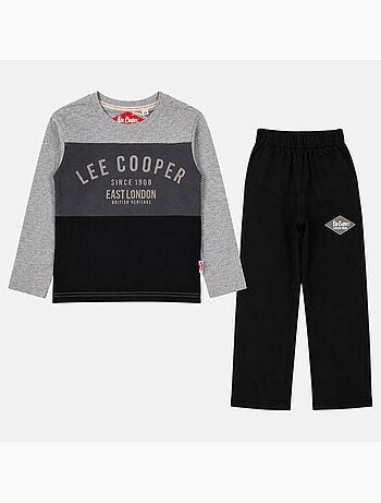 Lee cooper - pyjama imprimé à empiècements contrastés, col rond et manches longues