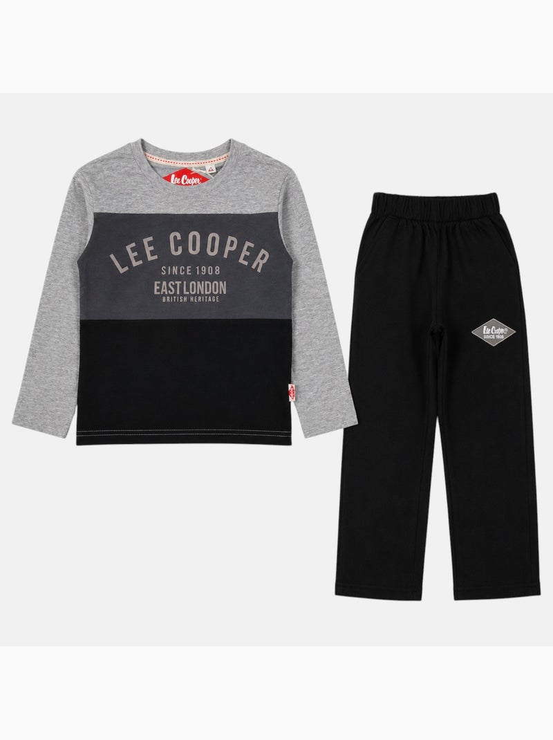 Lee cooper - pyjama imprimé à empiècements contrastés, col rond et manches longues Noir - Kiabi